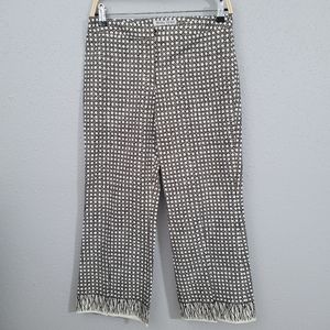 Trina Turk Black White Geometric Print Straight Leg Cropped Casual Pants Size 6